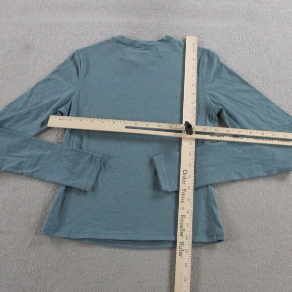 SKIMS Cotton Jersey Long Sleeve T Shirt Womens Small Kyanite Crewneck Stretch - Picture 5 of 10